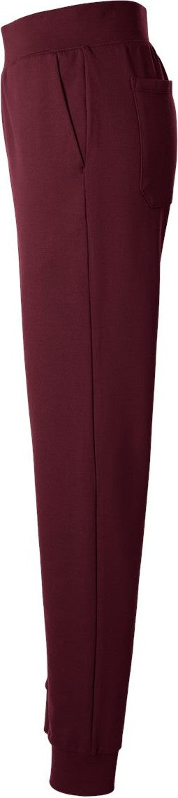 Left View of Burgundy Women's Rubi Ultrasoft Scrub Joggers - Petite Sizes - W40001P