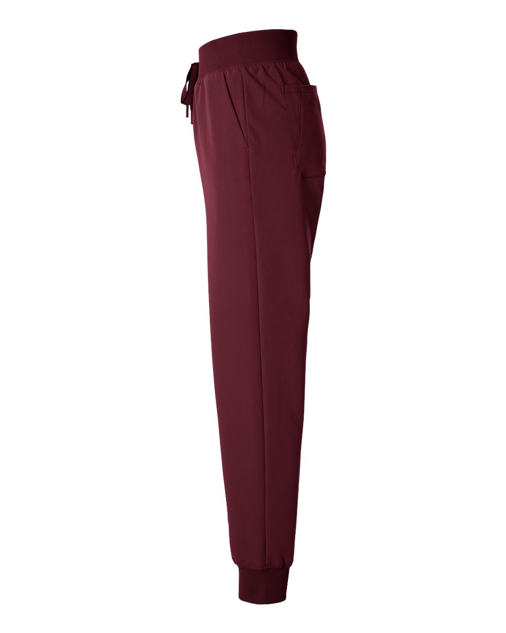 Left View of Burgundy Women's Silex Knit-Waist Scrub Joggers - Petite Sizes - W20003P
