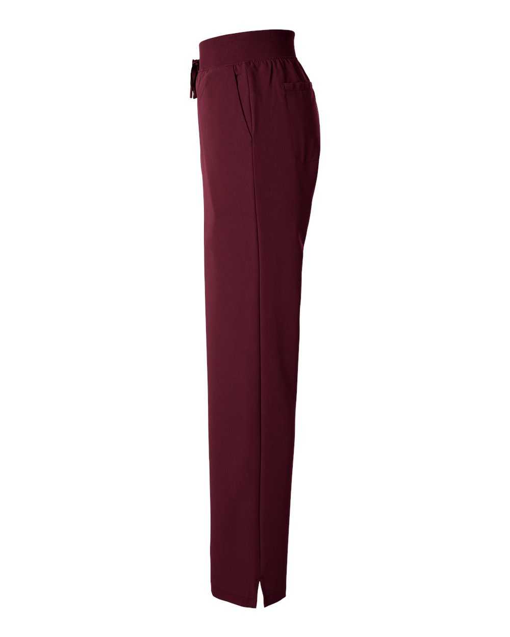 Left View of Burgundy Women's Xenos Essential Knit-Waist Scrub Pants - Petite Sizes - W20001P