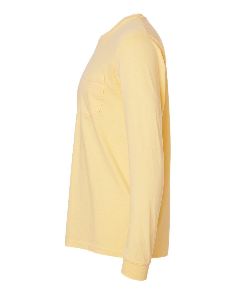 Left View of Butter Garment-Dyed Heavyweight Long Sleeve Pocket T-Shirt - 4410
