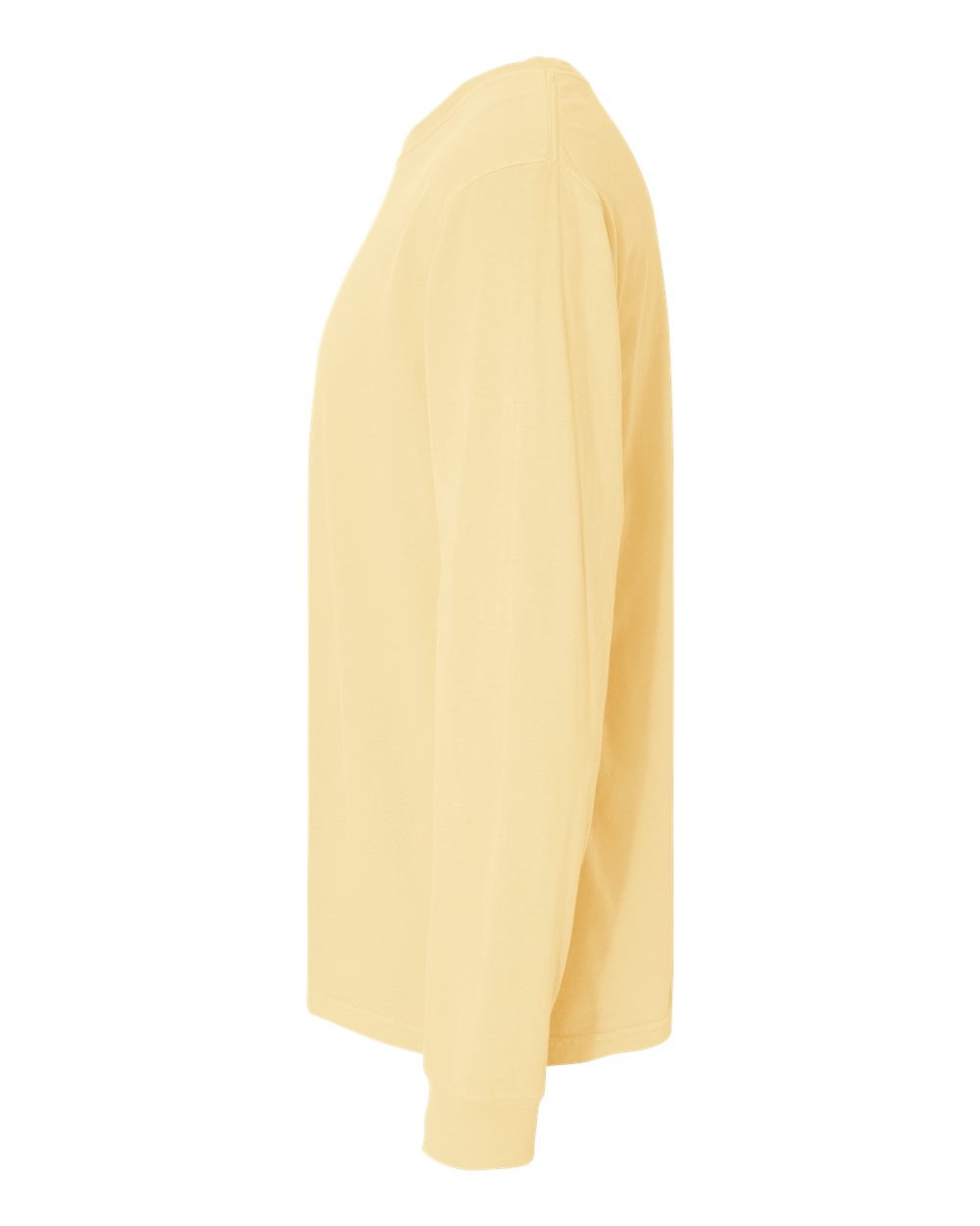 Left View of Butter Garment-Dyed Heavyweight Long Sleeve T-Shirt - 6014