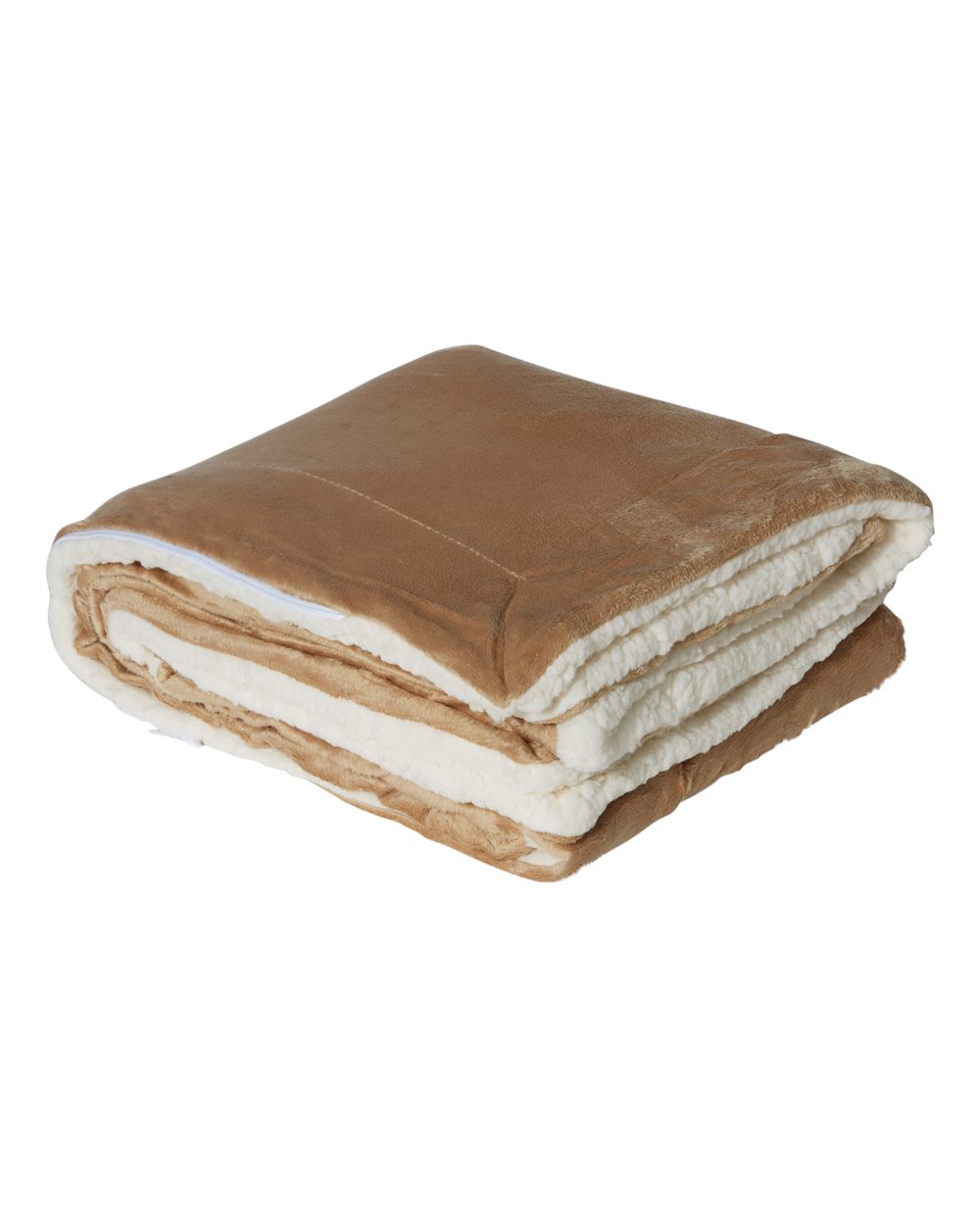 Left View of Camel Micro Mink Sherpa Blanket - 8712