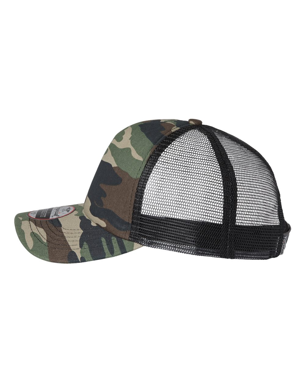Left View of Camo/ Black North Country Trucker Cap - 1287