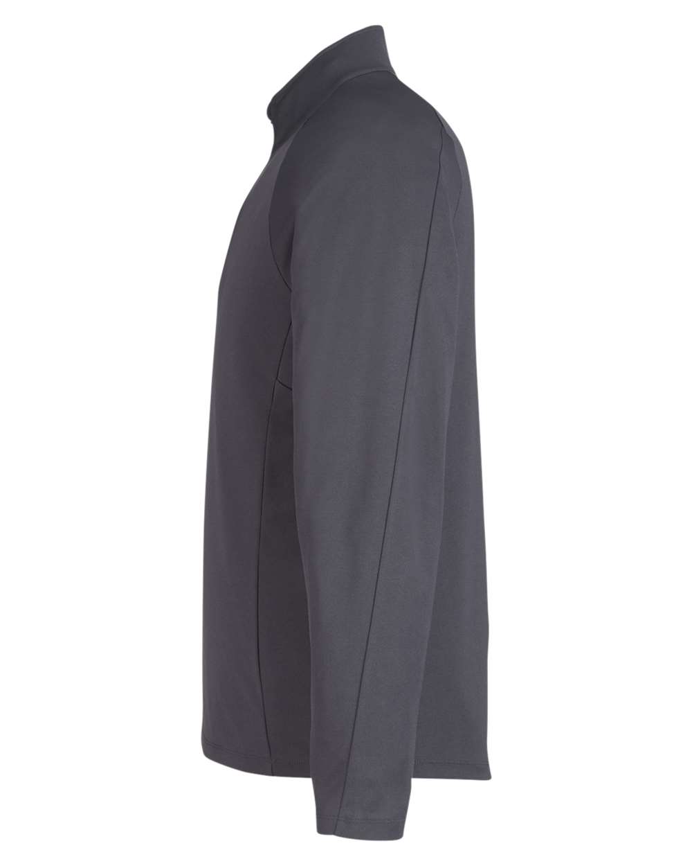 Left View of Carbon/ Black Men's Origin Performance Pique Quarter-Zip Pullover - CE418