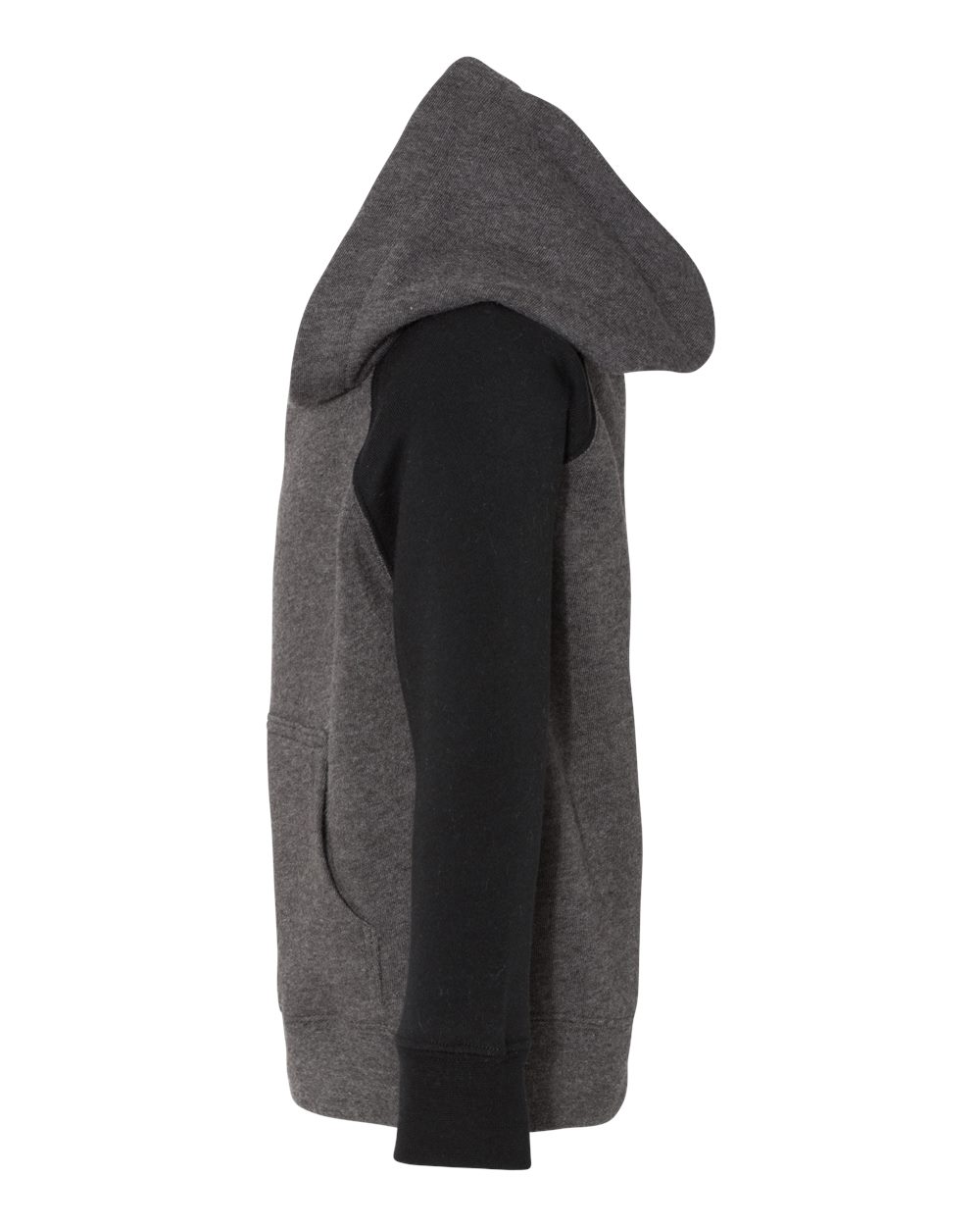 Left View of Carbon/ Black Toddler Special Blend Hooded Raglan Sweatshirt - PRM10TSB