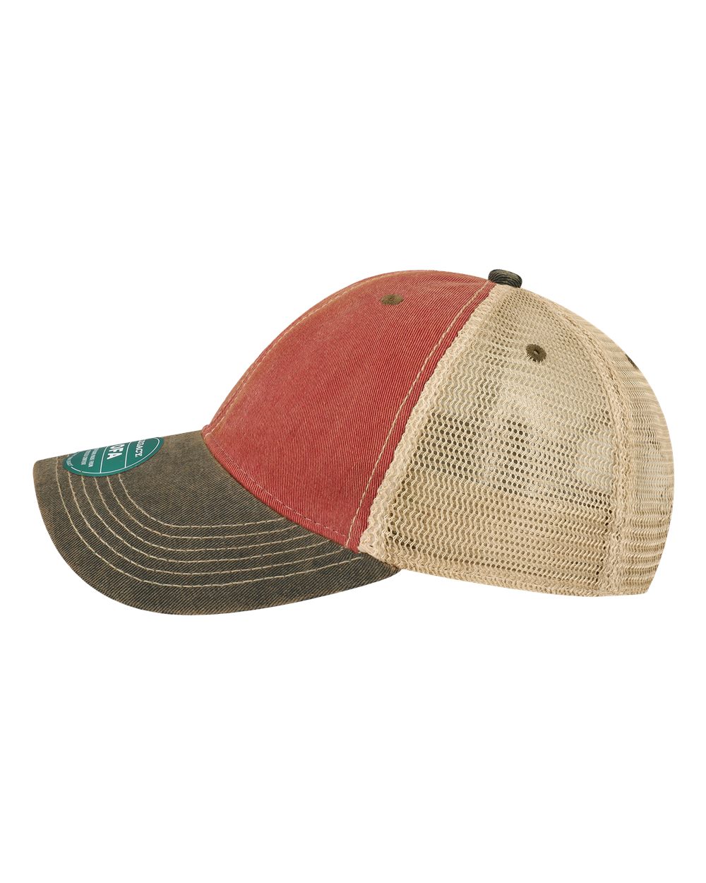 Left View of Cardinal/ Black/ Khaki Old Favorite Trucker Cap - OFA
