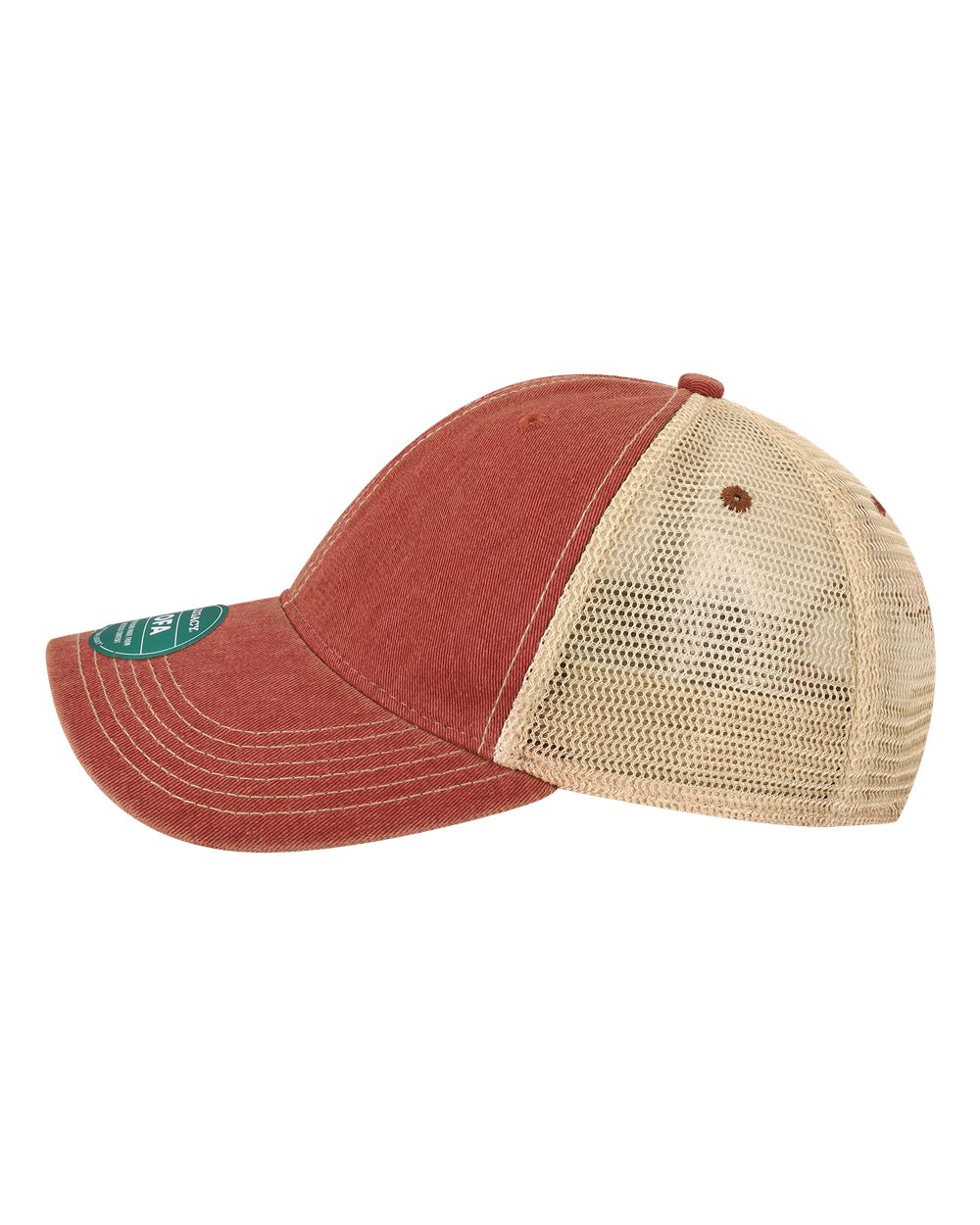 Left View of Cardinal/ Khaki Old Favorite Trucker Cap - OFA