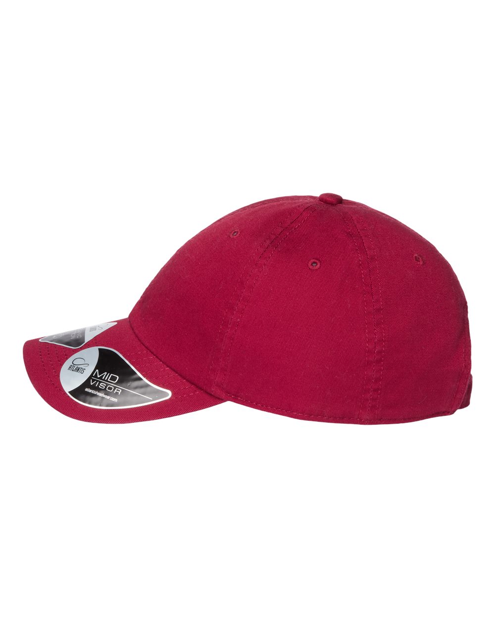 Left View of Cardinal Red Sustainable Dad Hat - FRASER