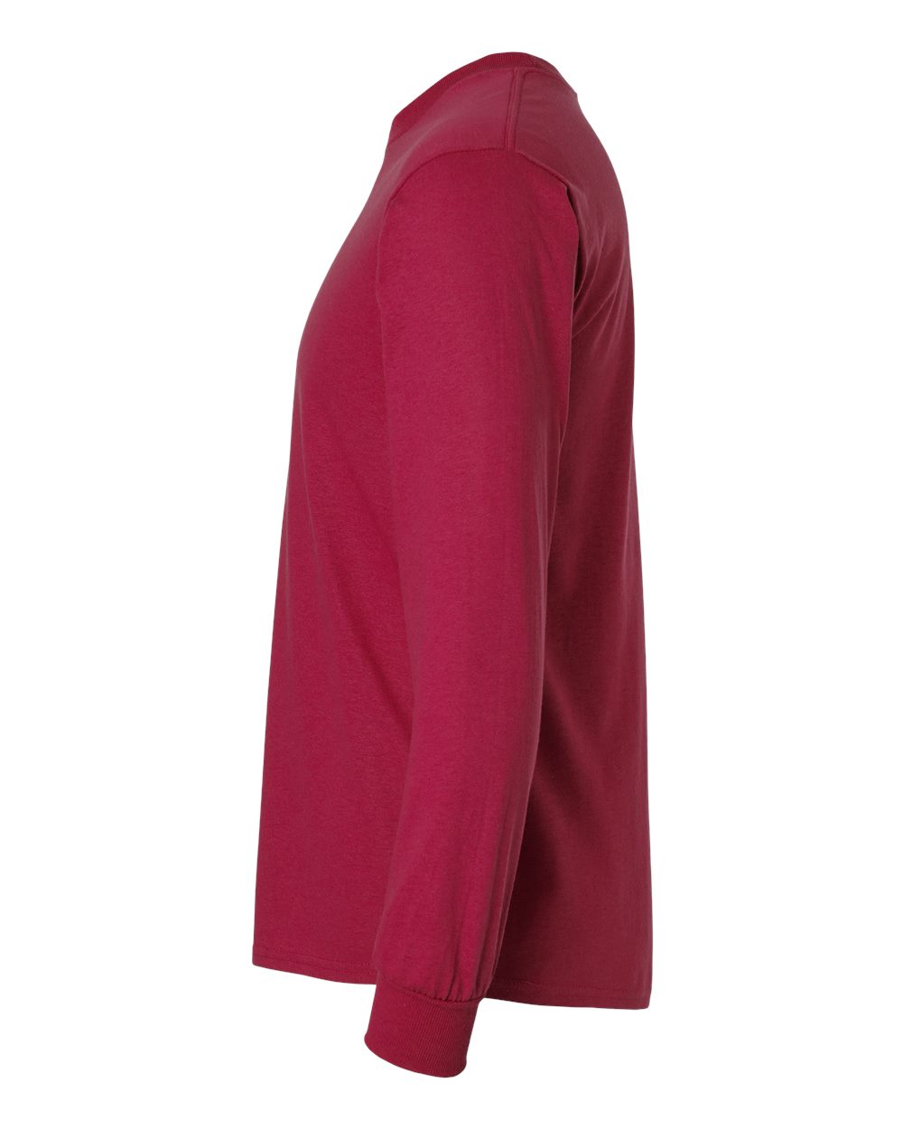 Left View of Cardinal Red Ultra Cotton® Long Sleeve T-Shirt - 2400