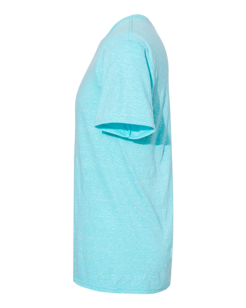 Left View of Caribbean Blue Snow Heather Jersey T-Shirt - 88MR