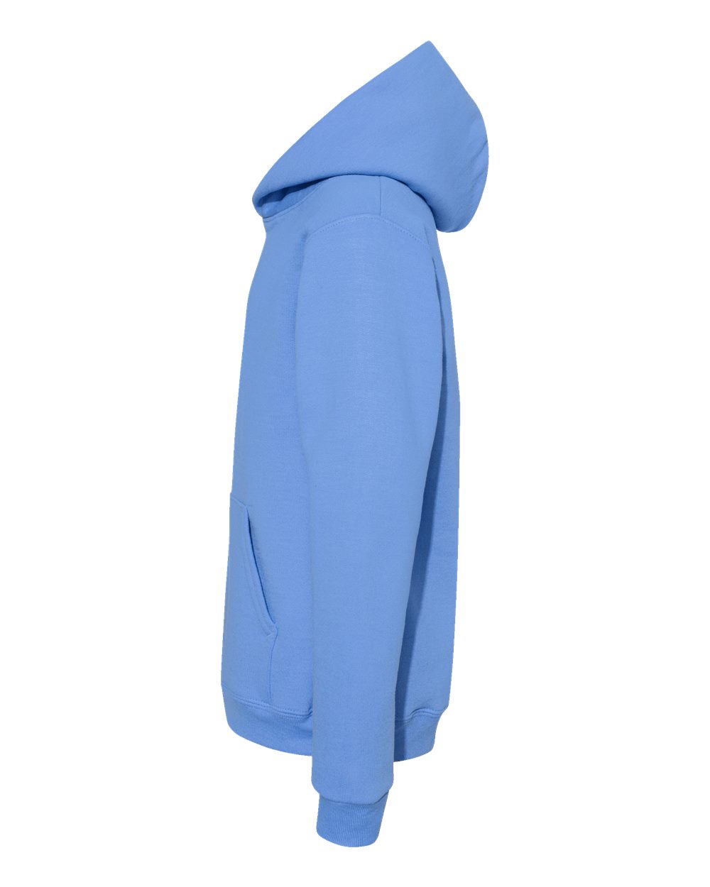 Left View of Carolina Blue Ecosmart® Youth Hooded Sweatshirt - P473