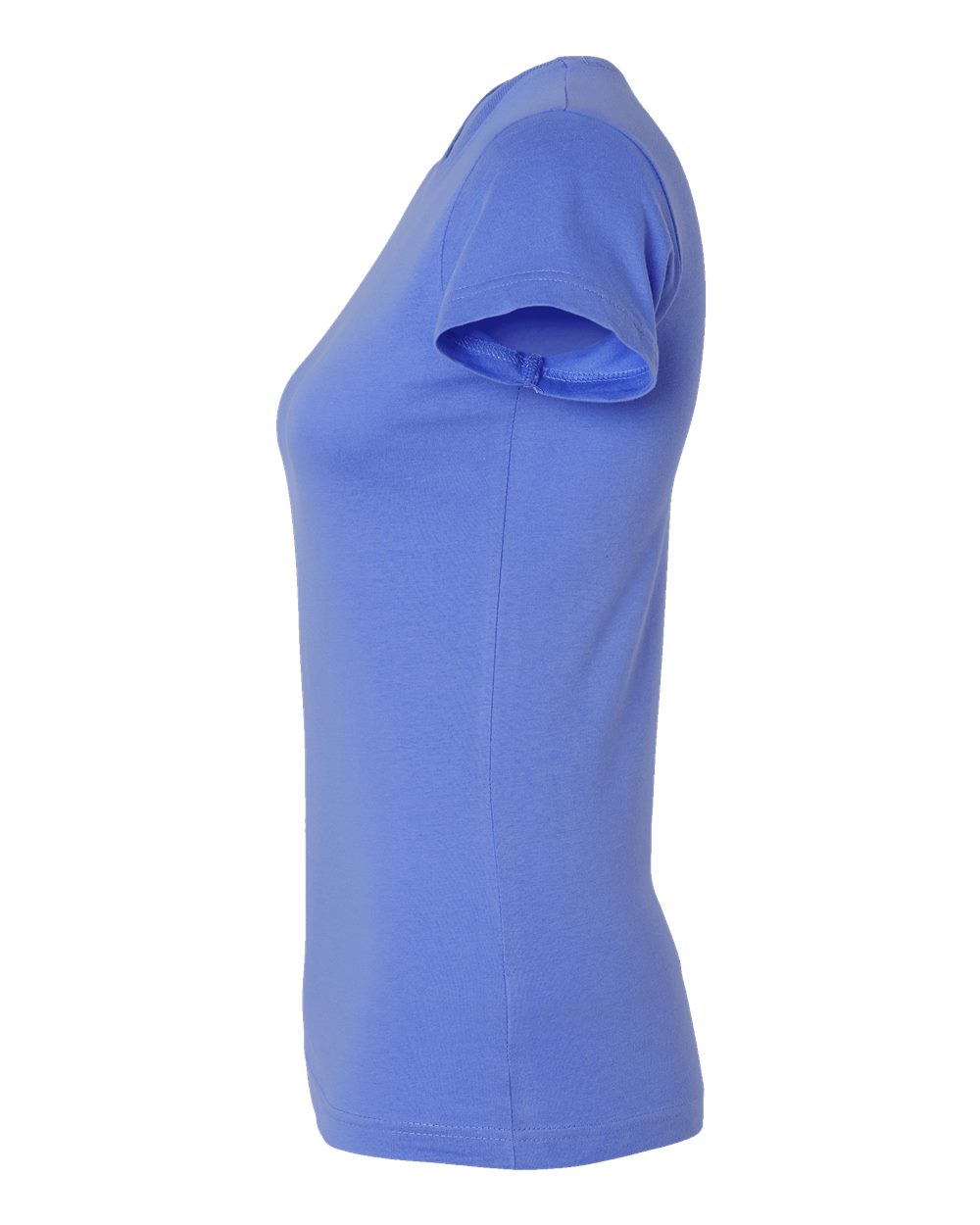 Left View of Carolina Blue Women's Fitted Fine Jersey Tee - 3616