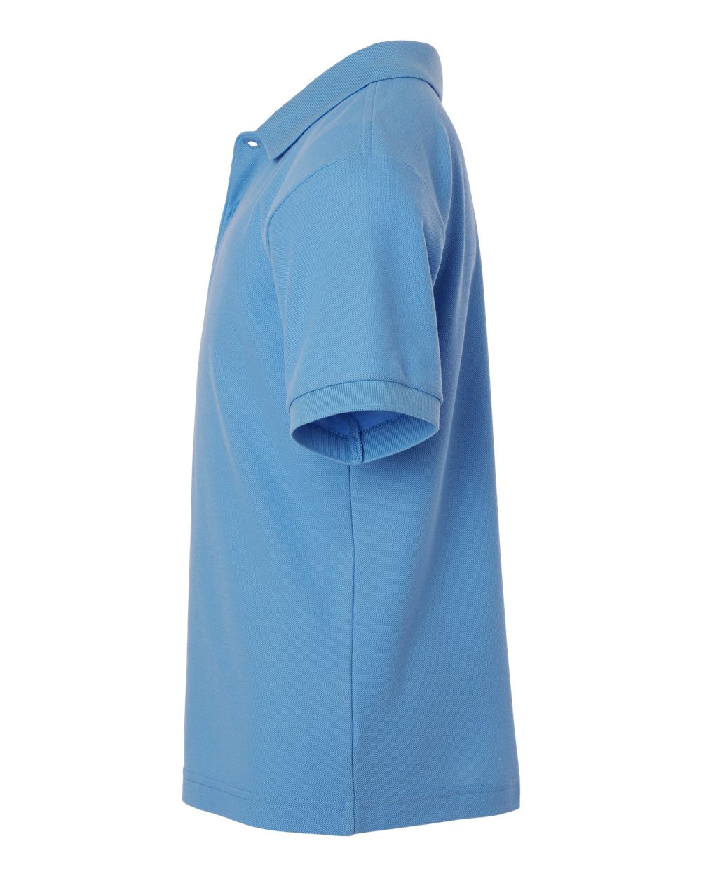 Left View of Carolina Blue Youth Pique Polo - 62800Y