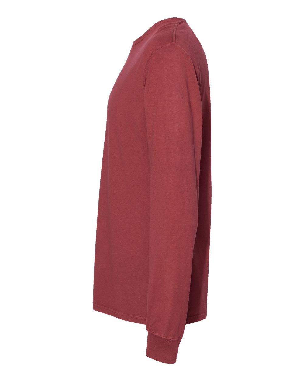 Left View of Cayenne Garment-Dyed Long Sleeve T-Shirt - GDH200