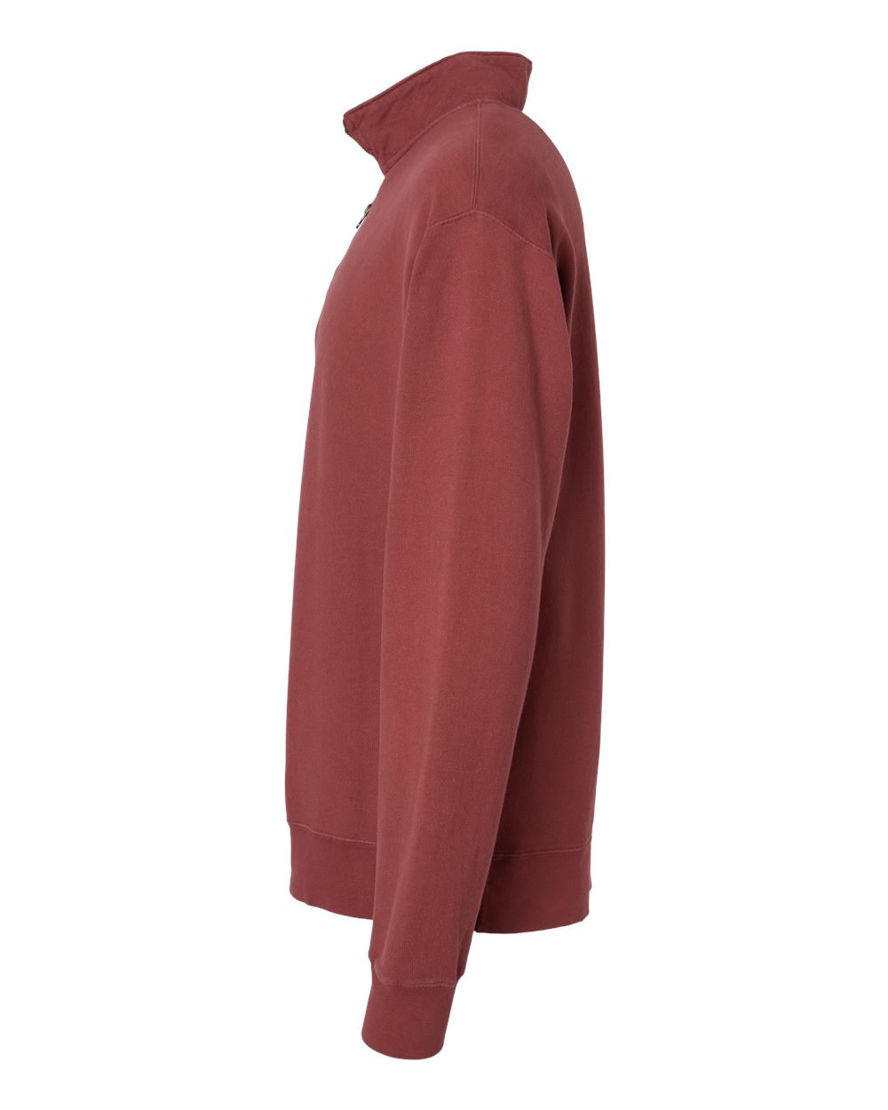 Left View of Cayenne Garment-Dyed Quarter-Zip Sweatshirt - GDH425