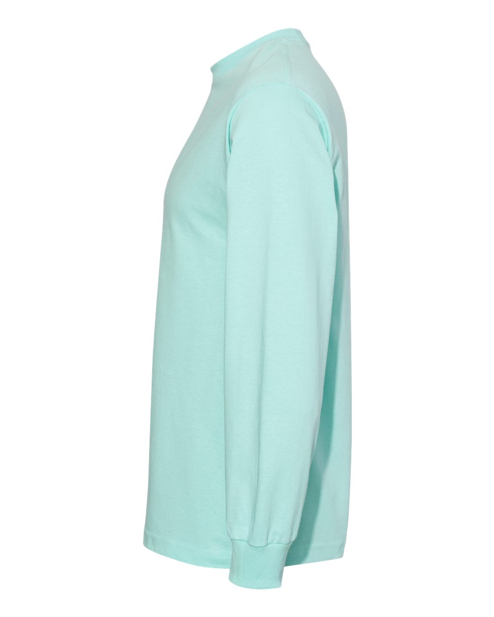 Left View of Celadon Heavyweight Cotton Long Sleeve Tee - 1304