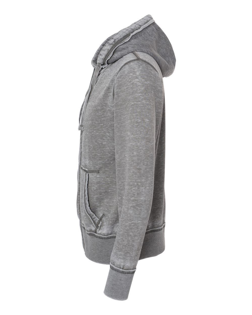 Left View of Cement Vintage Zen Fleece Full-Zip Hooded Sweatshirt - 8916
