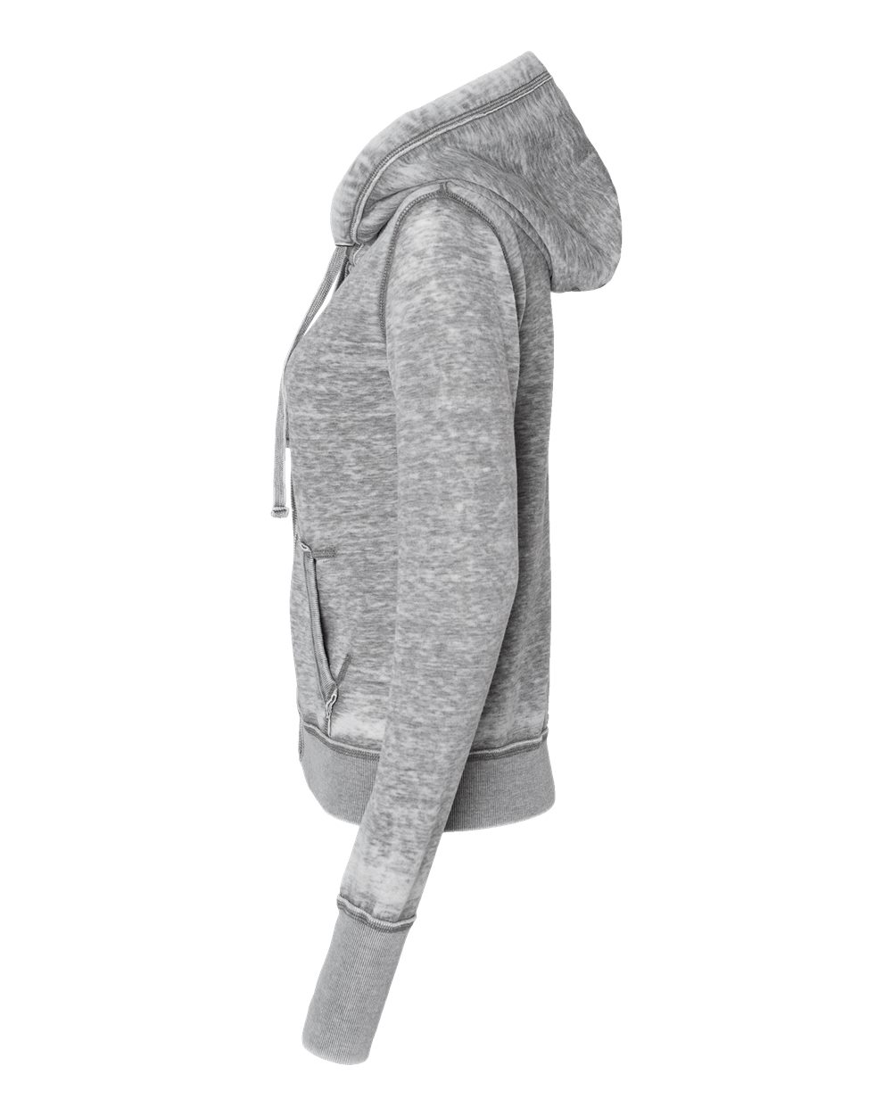 Left View of Cement Women's Zen Fleece Full-Zip Hooded Sweatshirt - 8913