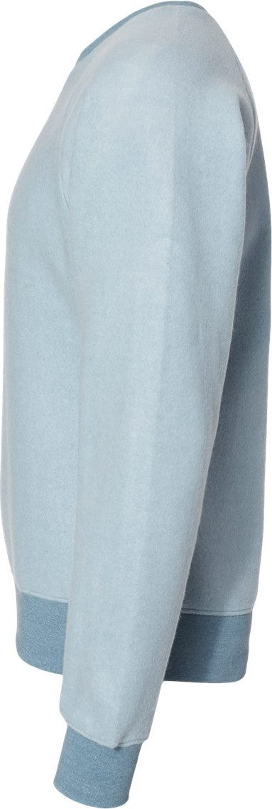 Left View of Chambray Heather Flip Side Fleece Crewneck Sweatshirt - 8710