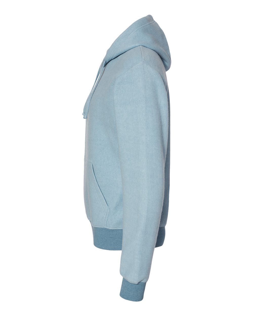 Left View of Chambray Heather Flip Side Fleece Hooded Sweatshirt - 8709