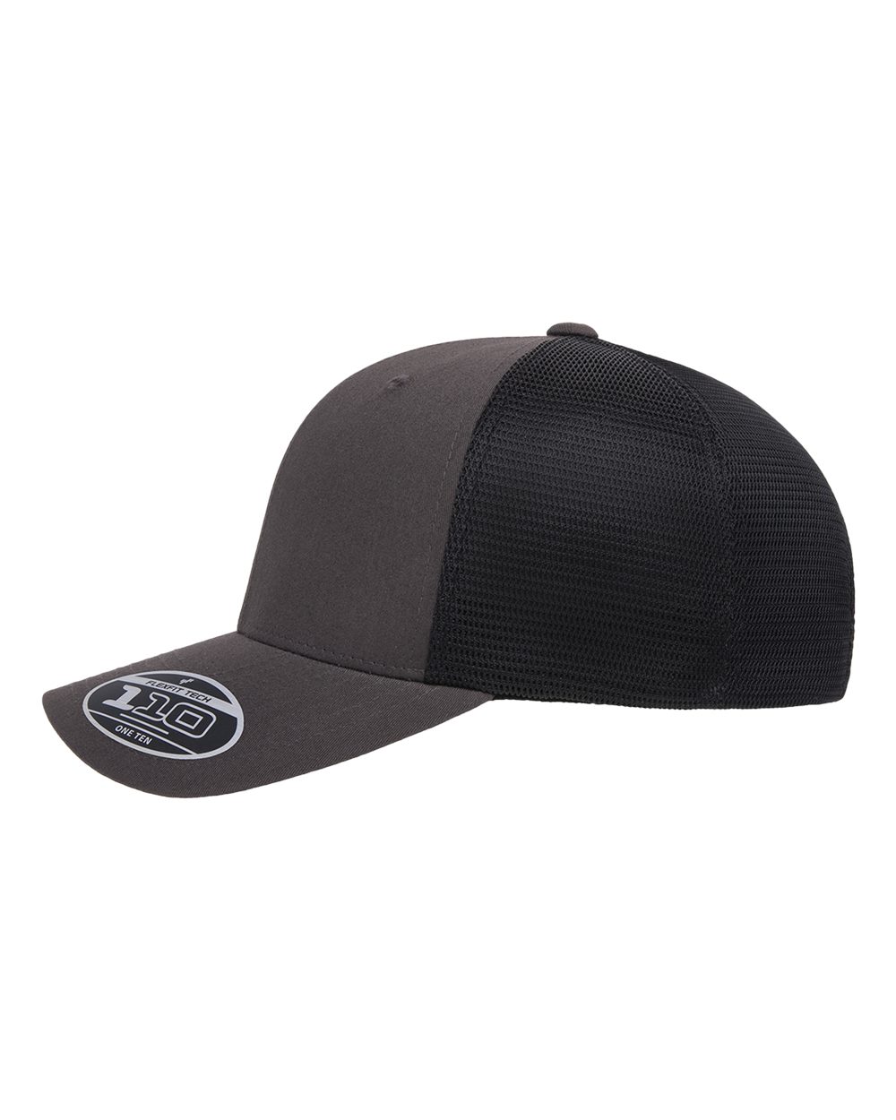 Left View of Charcoal/ Black 110® Mesh-Back Cap - 110M
