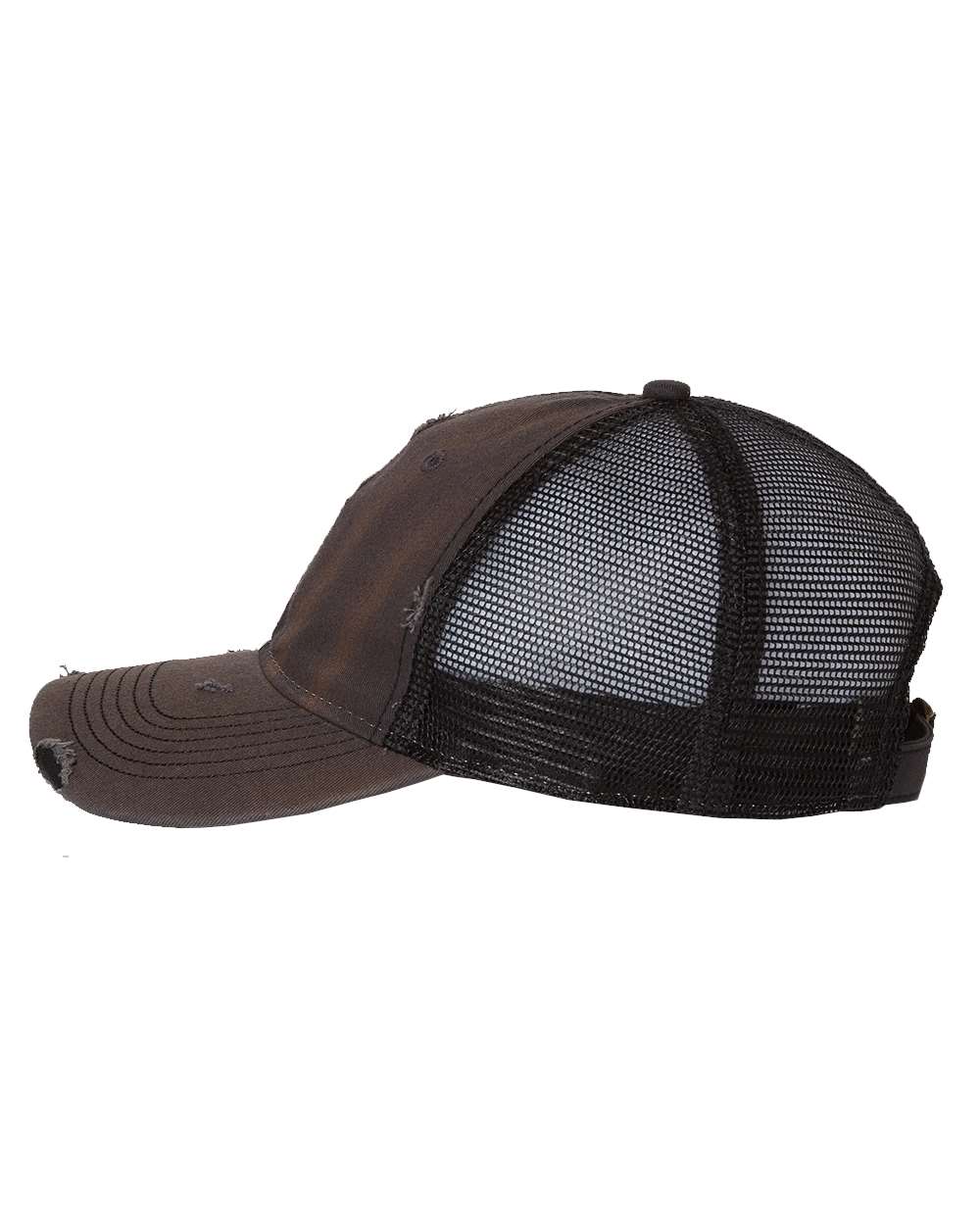 Left View of Charcoal/ Black Bounty Dirty-Washed Mesh-Back Cap - 3150