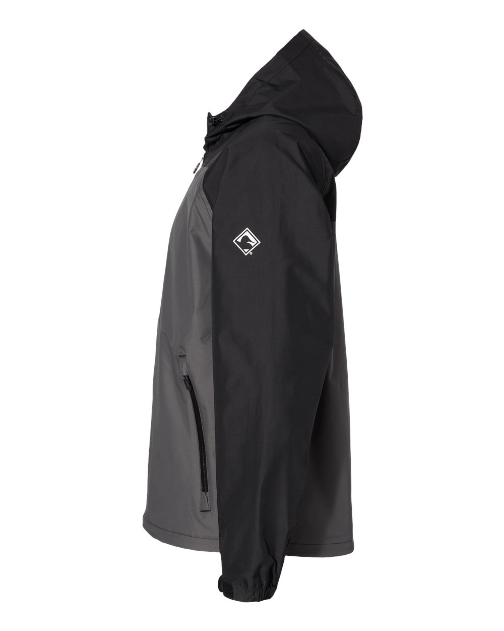 Left View of Charcoal/ Black Torrent Waterproof Hooded Jacket - 5335