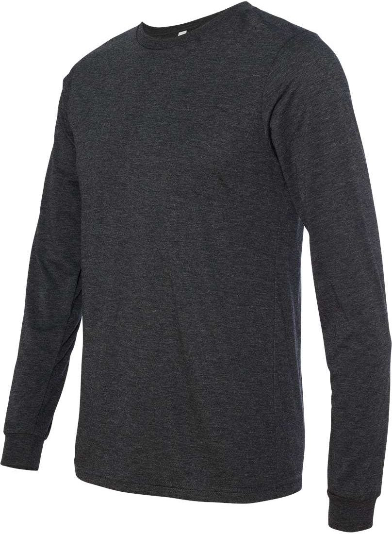 Left View of Charcoal Black Triblend Triblend Long Sleeve Tee - 3513