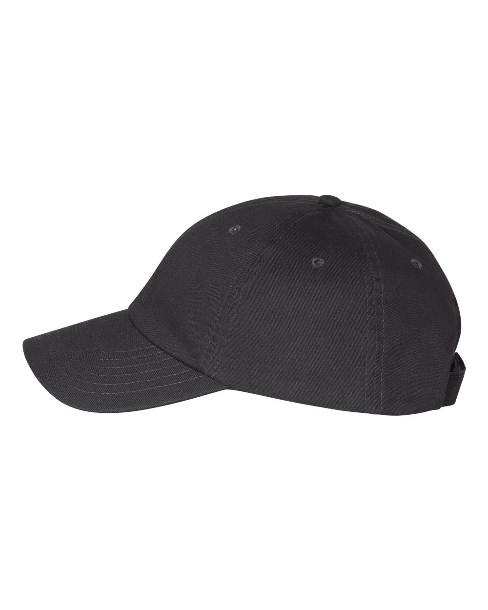 Left View of Charcoal Brushed Twill Cap - VC200