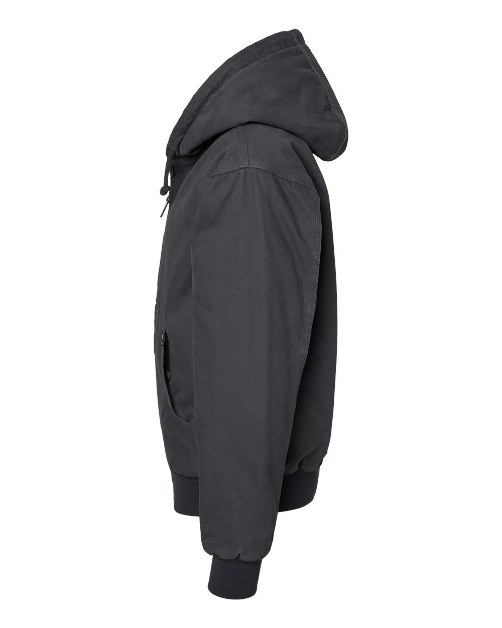 Left View of Charcoal Cheyenne Boulder Cloth™ Hooded Jacket with Tricot Quilt Lining - 5020