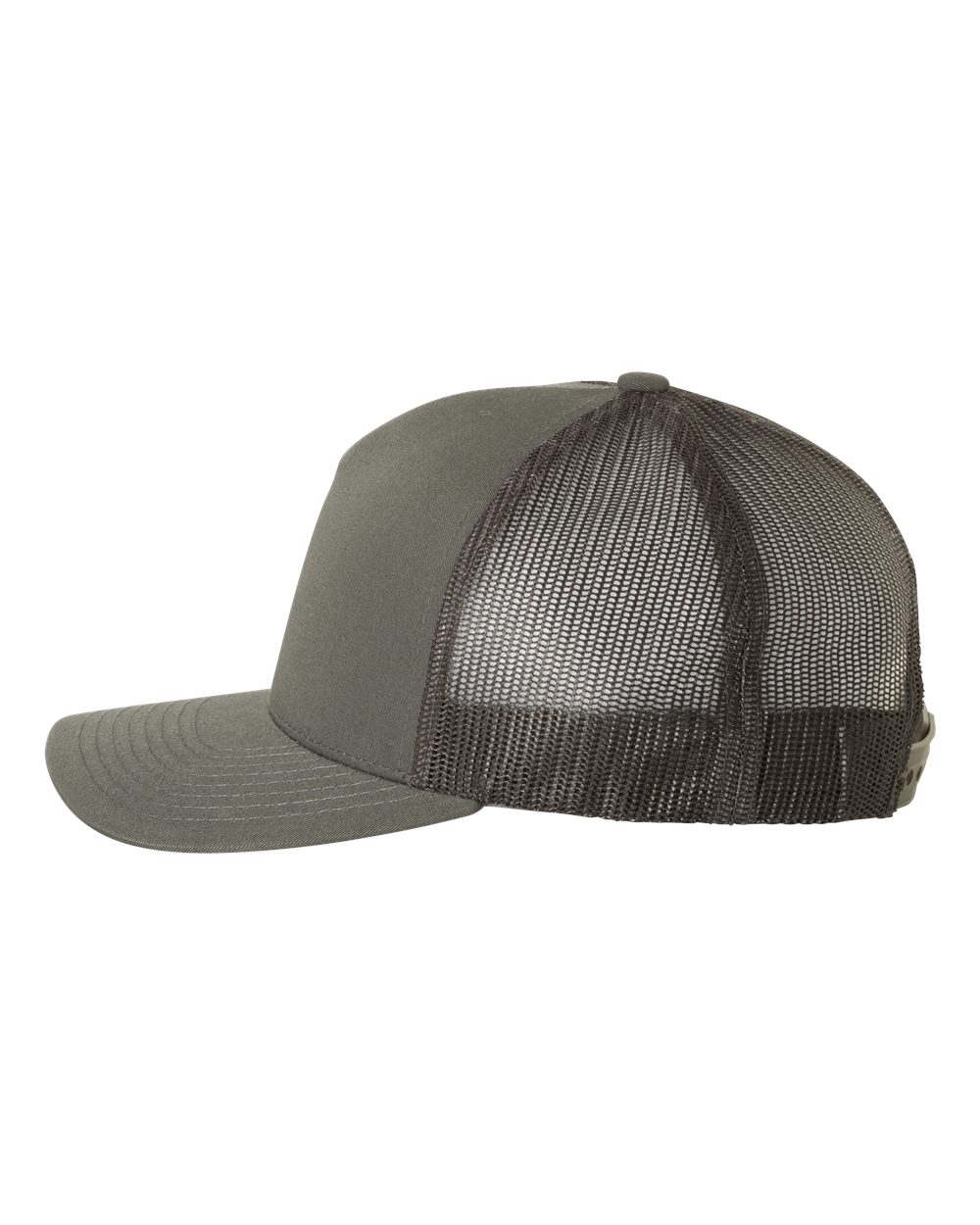Left View of Charcoal Five-Panel Retro Trucker Cap - 6506