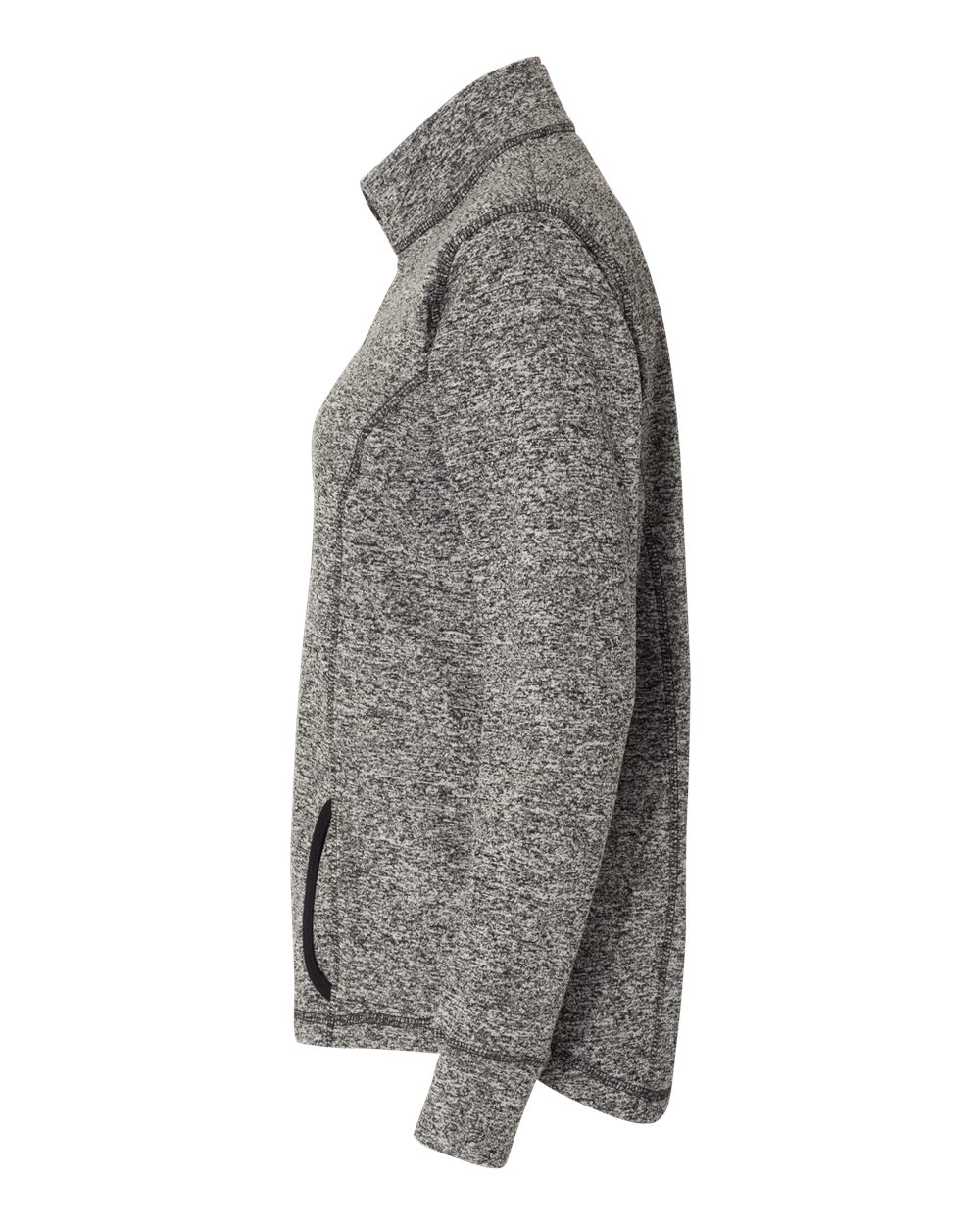 Left View of Charcoal Fleck/ Black Women's Cosmic Fleece Quarter-Zip Pullover - 8617