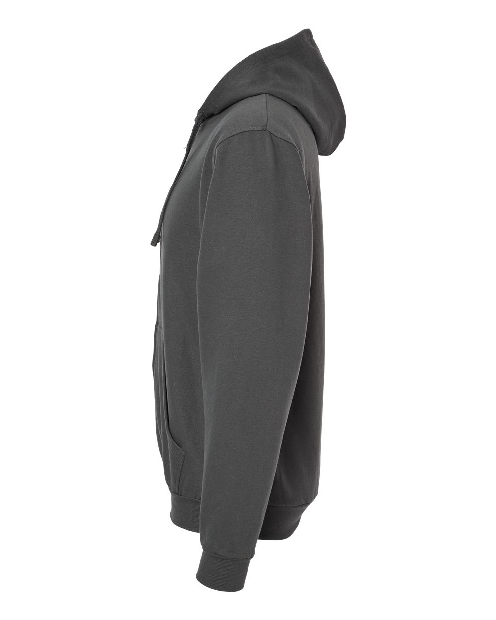 Left View of Charcoal Full-Zip Hooded Sweatshirt - 331