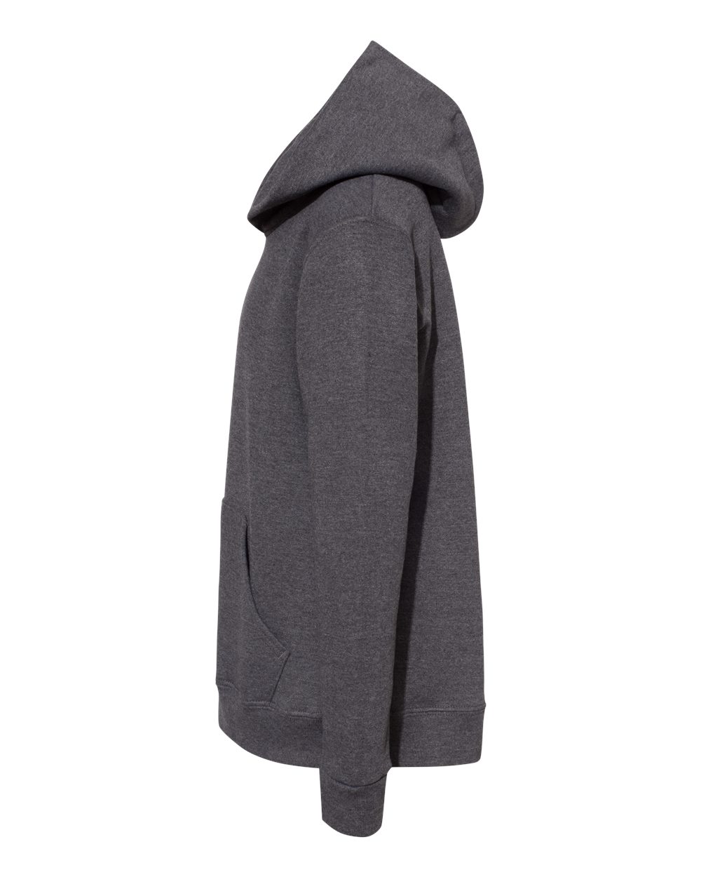 Left View of Charcoal Heather Ecosmart® Youth Hooded Sweatshirt - P473