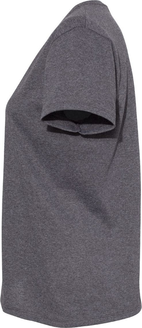 Left View of Charcoal Heather Essential-T Women’s V-Neck T-Shirt - 5780