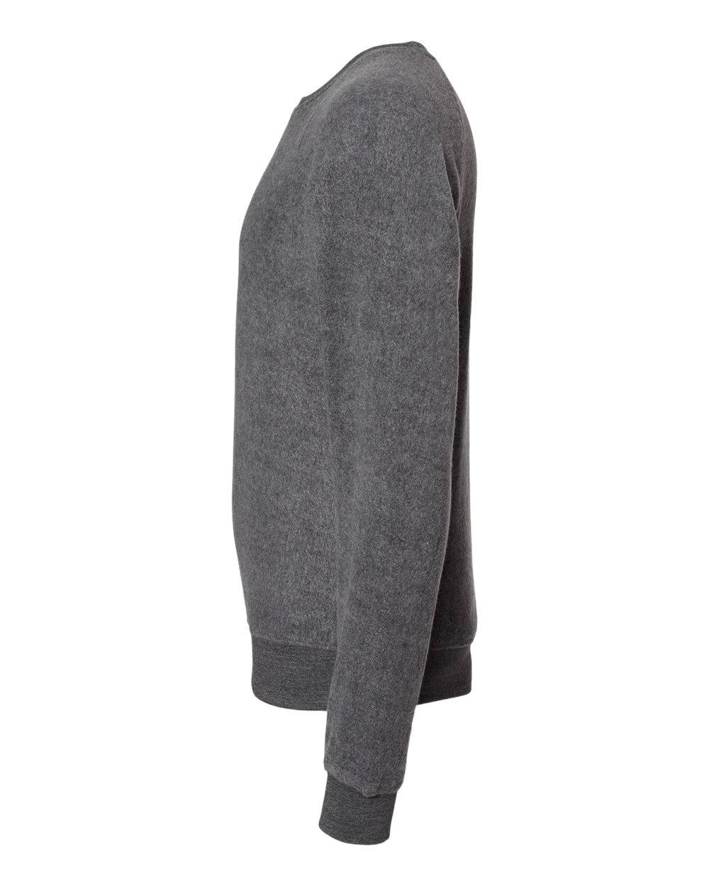 Left View of Charcoal Heather Flip Side Fleece Crewneck Sweatshirt - 8710