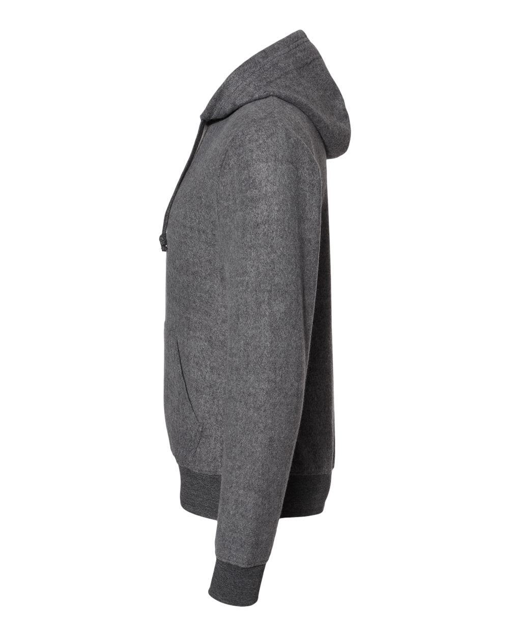 Left View of Charcoal Heather Flip Side Fleece Hooded Sweatshirt - 8709
