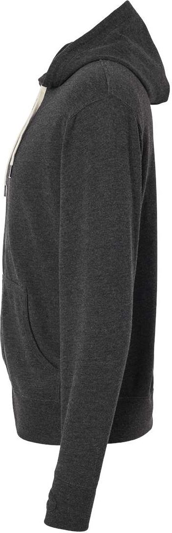 Left View of Charcoal Heather Heathered French Terry Full-Zip Hooded Sweatshirt - PRM90HTZ