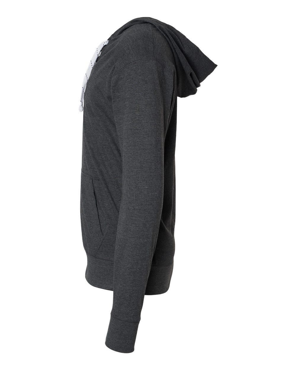 Left View of Charcoal Heather Jersey Sport Lace Hooded Pullover - 8231