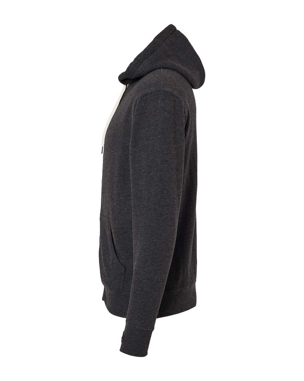 Left View of Charcoal Heather Sherpa-Lined Hooded Sweatshirt - EXP90SHZ