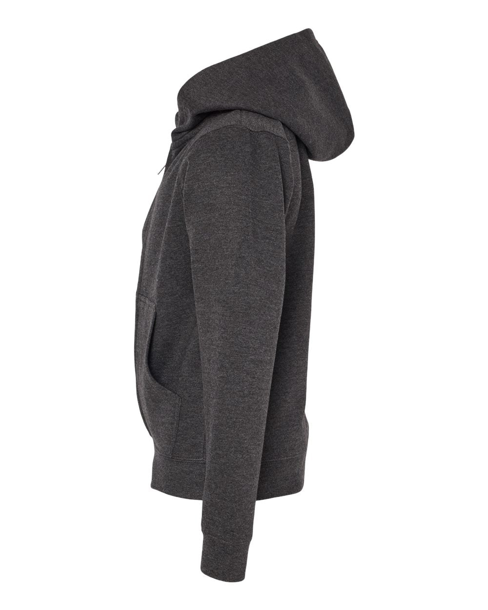 Left View of Charcoal Heather Youth Midweight Full-Zip Hooded Sweatshirt - SS4001YZ