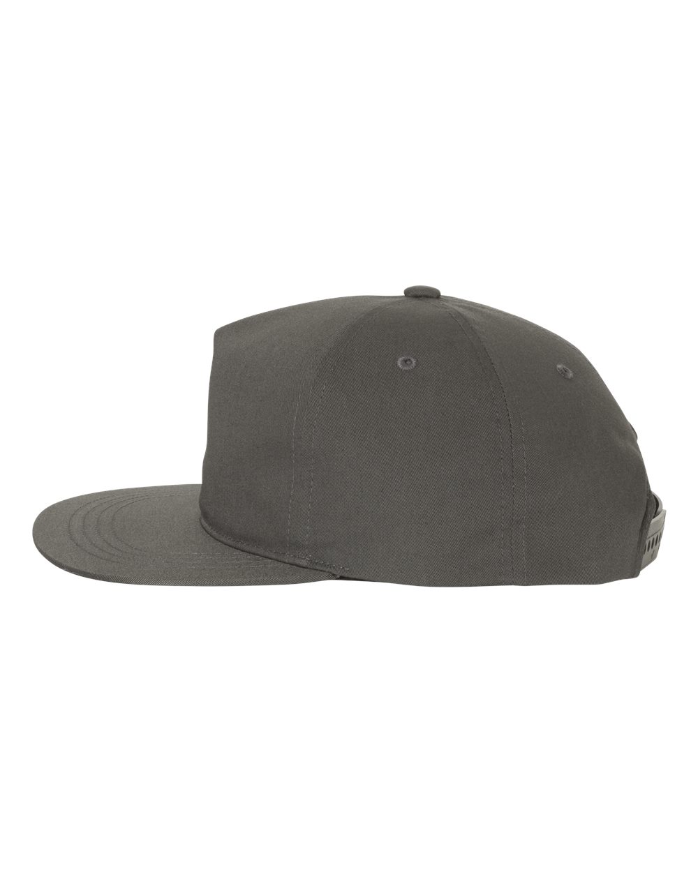 Left View of Charcoal Lightly-Structured Five-Panel Snapback Cap - 6502