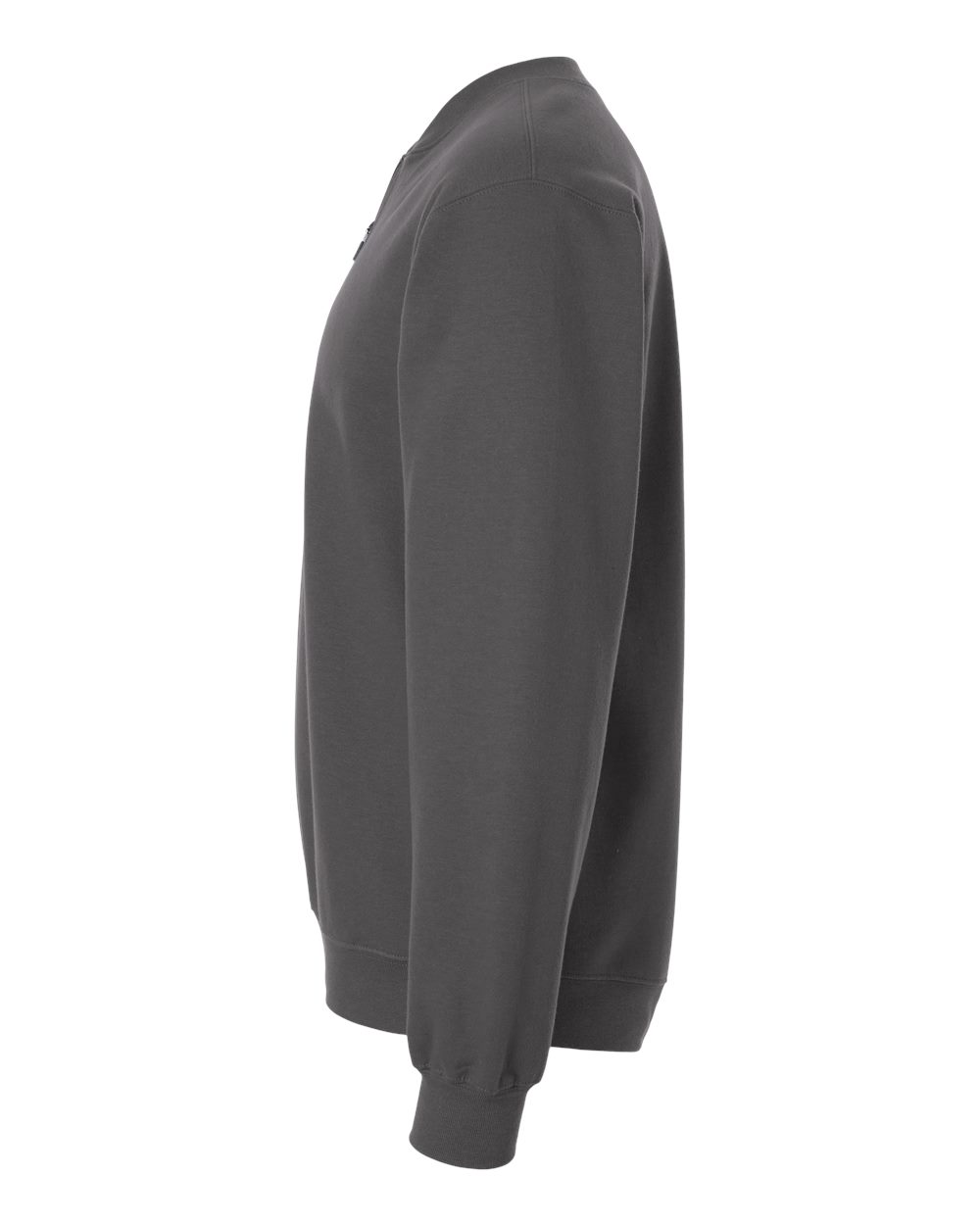 Left View of Charcoal Softstyle® Midweight 1/4 Zip Sweatshirt - SF008