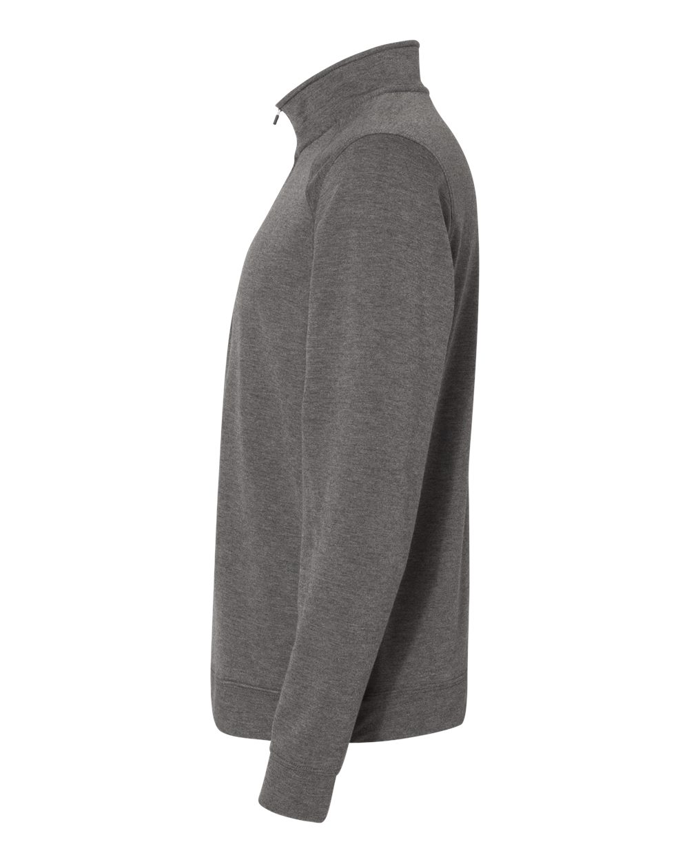 Left View of Charcoal Triblend Omega Stretch Quarter-Zip Pullover - 8434