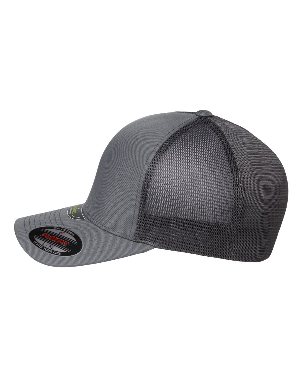 Left View of Charcoal Unipanel™ Trucker Cap - 5511UP