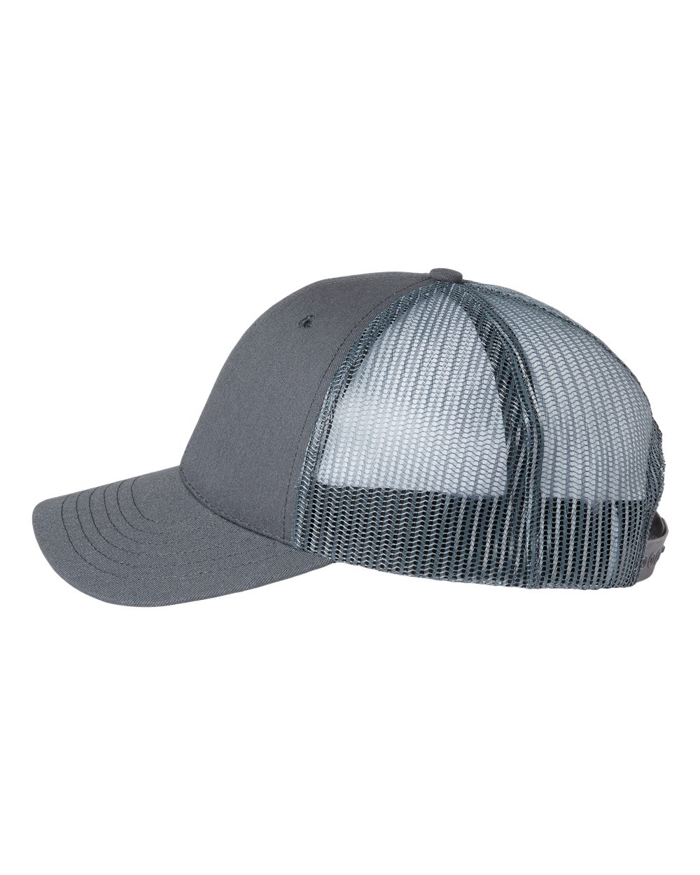 Left View of Charcoal USA-Made Trucker Cap - USA100