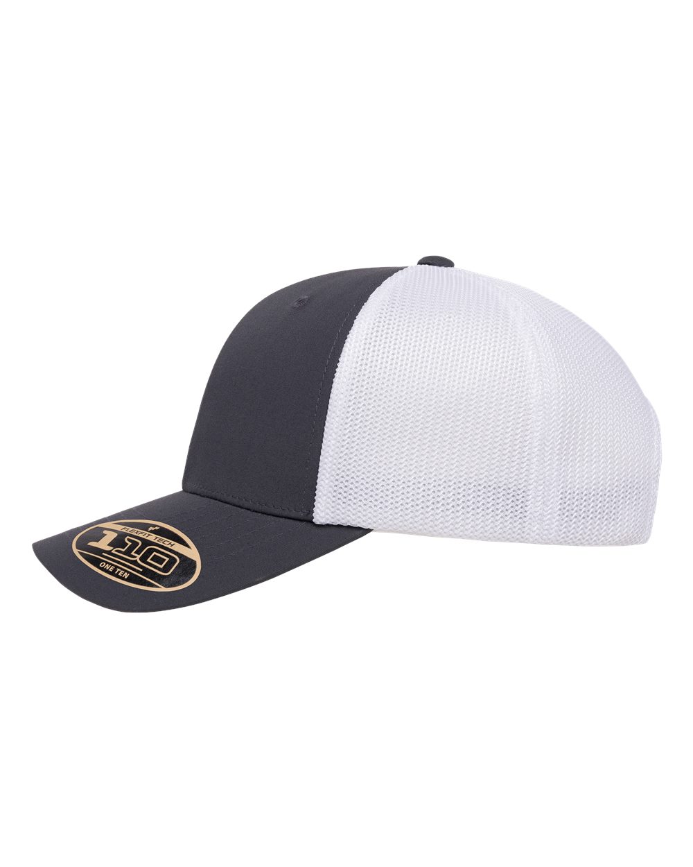 Left View of Charcoal/ White 110® Recycled Mesh Cap - 110R