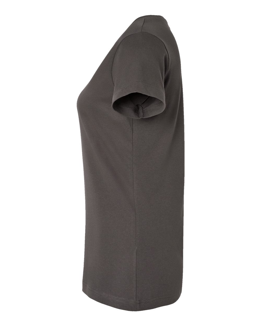 Left View of Charcoal Women's Fine Jersey V-Neck Tee - 3507