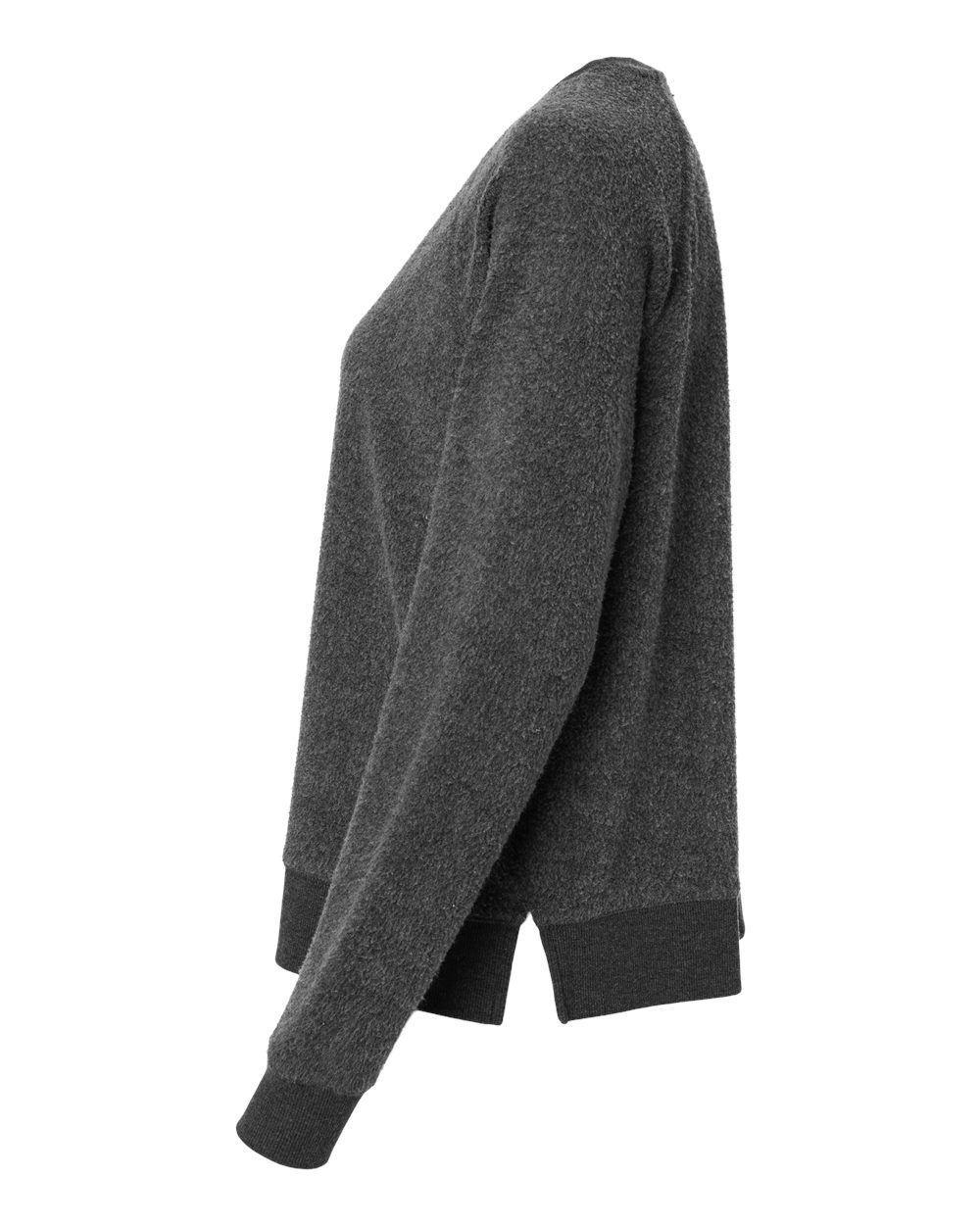 Left View of Charcoal Women's Fleece Out Pullover - K01