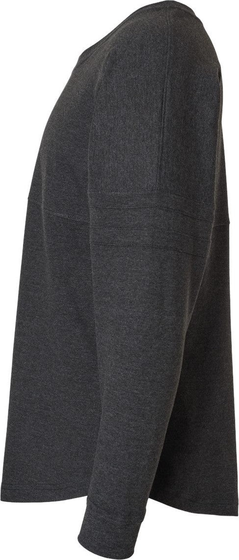 Left View of Charcoal Women's Pom Pom Long Sleeve Jersey T-Shirt - BW3514